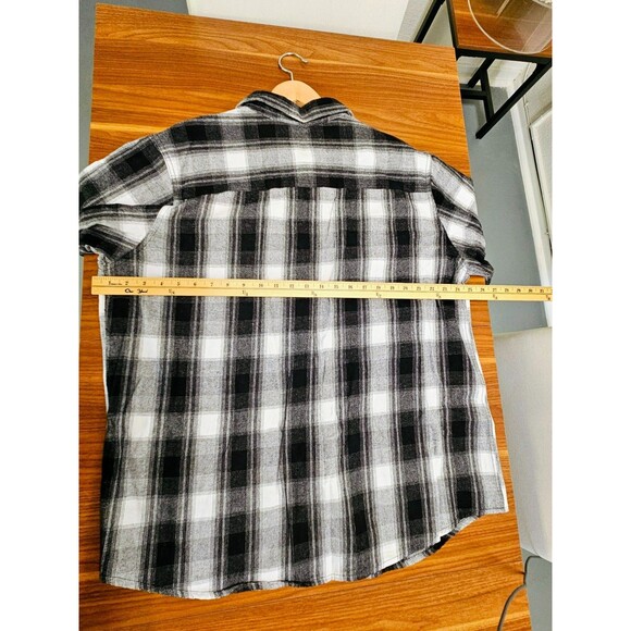 Japna Women's XL Black and White Plaid Japanese Cotton Heavy Flannel Button Up - Picture 8 of 8